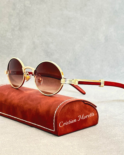 "Casanova" Premium Oval Sunglasses – UV400 Vintage Unisex Eyewear Brown Sunglasses