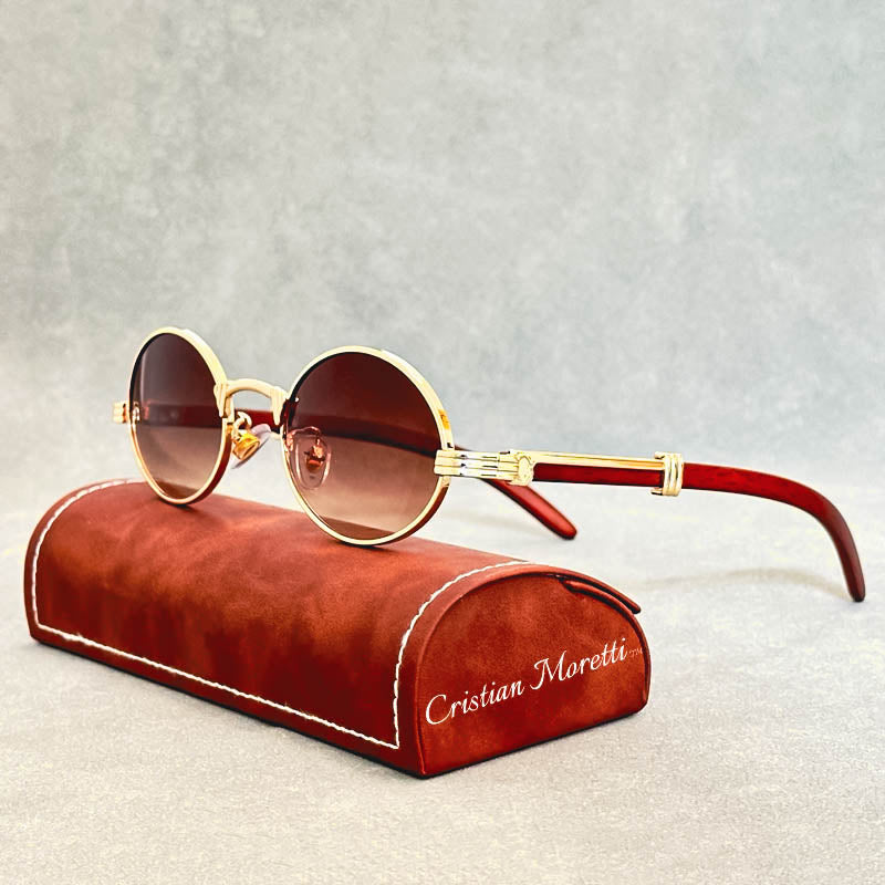 "Casanova" Premium Oval Sunglasses – UV400 Vintage Unisex Eyewear Brown Sunglasses
