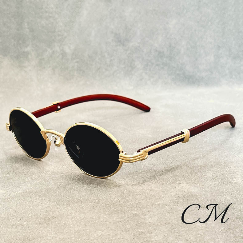 "Casanova" Premium Oval Sunglasses – UV400 Vintage Unisex Eyewear Black Sunglasses