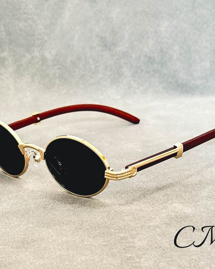 "Casanova" Premium Oval Sunglasses – UV400 Vintage Unisex Eyewear Black Sunglasses