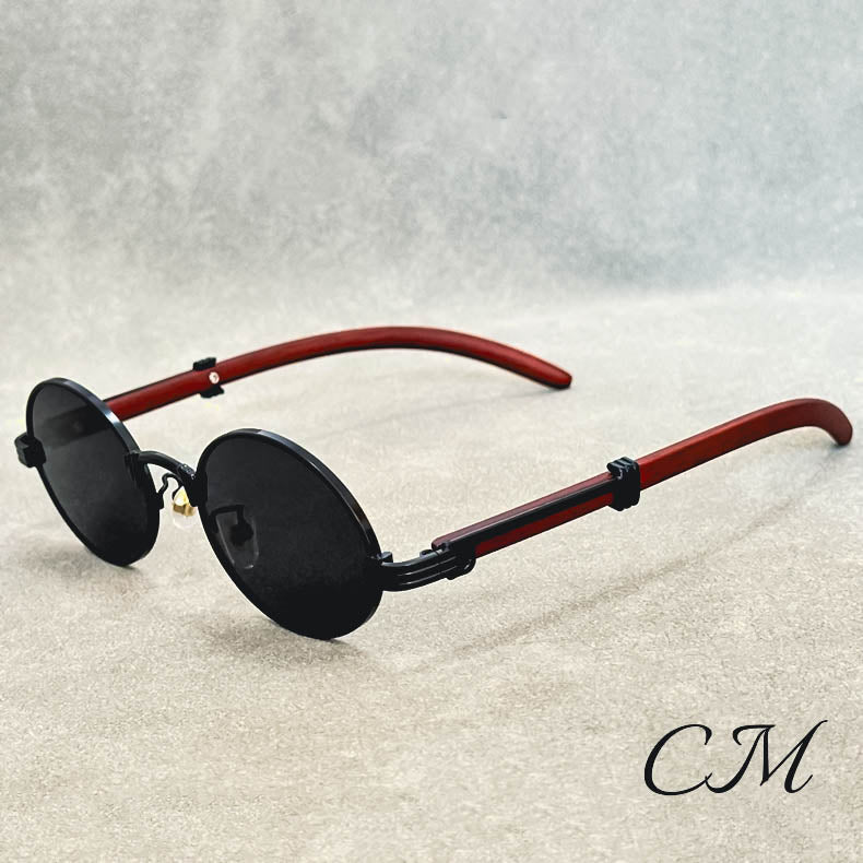 "Casanova" Premium Oval Sunglasses – UV400 Vintage Unisex Eyewear All Black Sunglasses