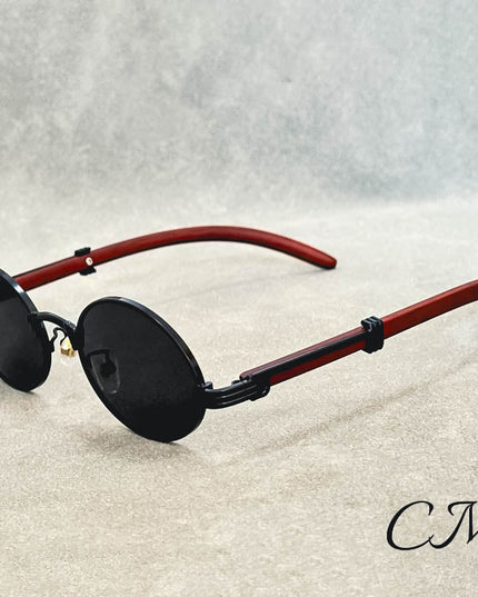 "Casanova" Premium Oval Sunglasses – UV400 Vintage Unisex Eyewear All Black Sunglasses