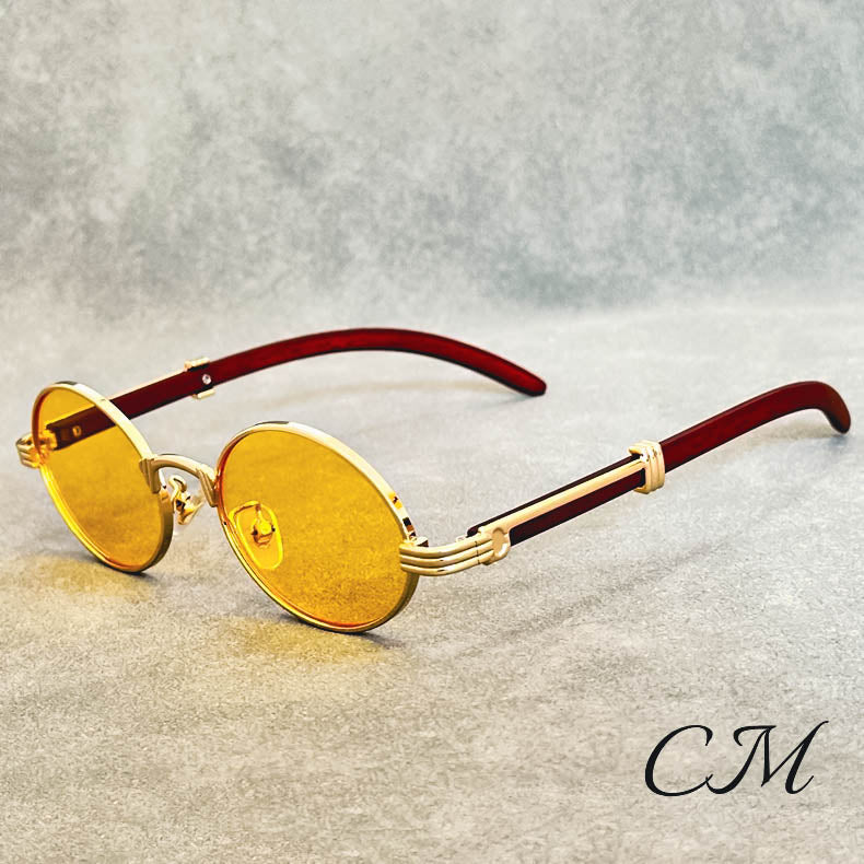 "Casanova" Premium Oval Sunglasses – UV400 Vintage Unisex Eyewear Yellow Sunglasses