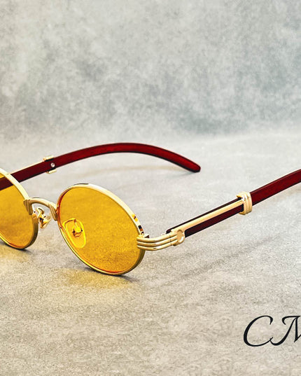 "Casanova" Premium Oval Sunglasses – UV400 Vintage Unisex Eyewear Yellow Sunglasses