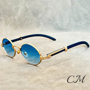 "Casanova" Premium Oval Sunglasses – UV400 Vintage Unisex Eyewear Blue Sunglasses