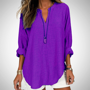 Lenara Flowy Elegant Beach Shirt Purple Long Sleeve Shirt