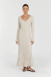 Eudora™ | Soft Ribbed Knit Bodycon Dress Cream Dresses