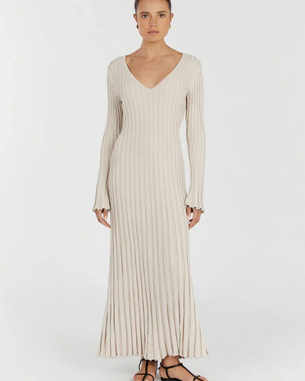 Eudora™ | Soft Ribbed Knit Bodycon Dress Cream Dresses
