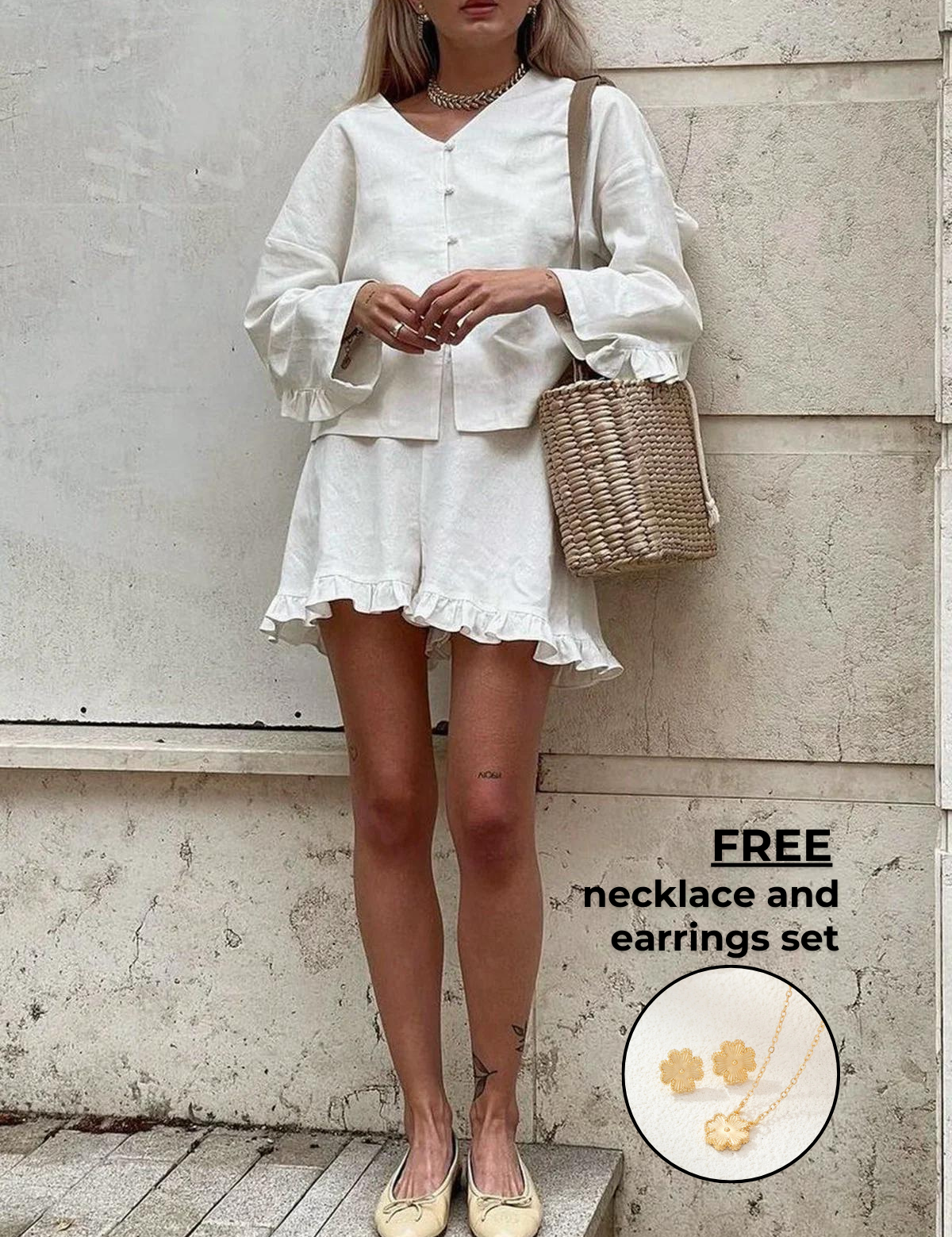 Leah | Pure Cotton Ruffle Shorts Set 20-22 Two Pieces Sets