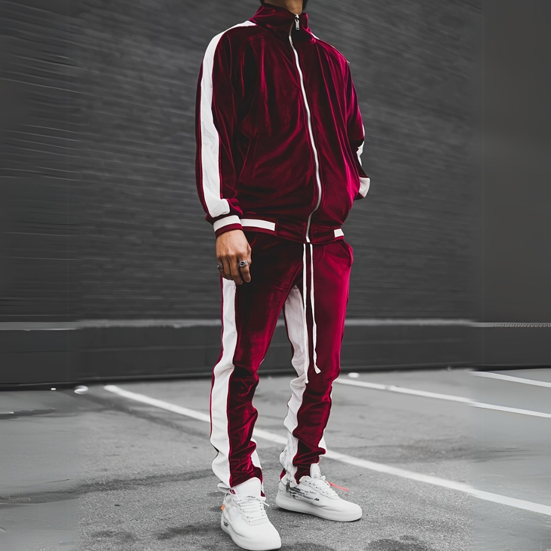 Xavier | Classic tracksuit for men Burgundy red Two Piece Outfits