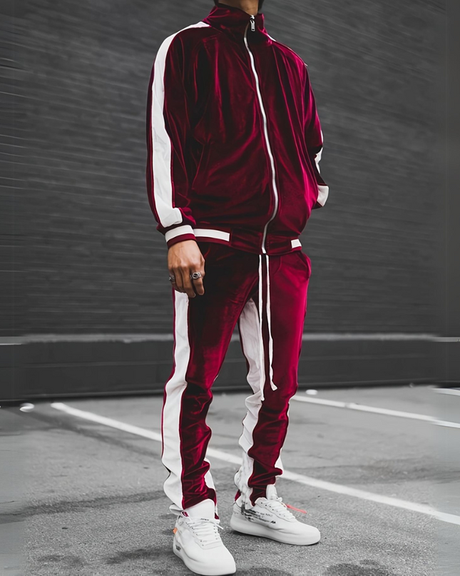 Xavier | Classic tracksuit for men Burgundy red Two Piece Outfits