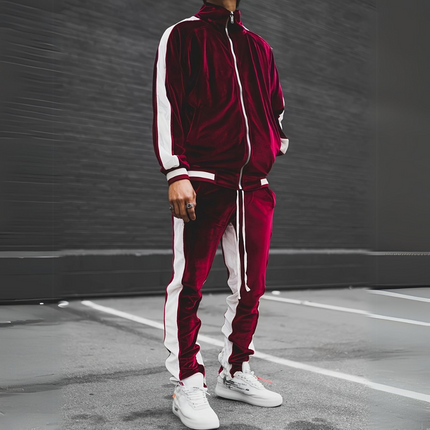 Xavier | Classic tracksuit for men Burgundy red Two Piece Outfits