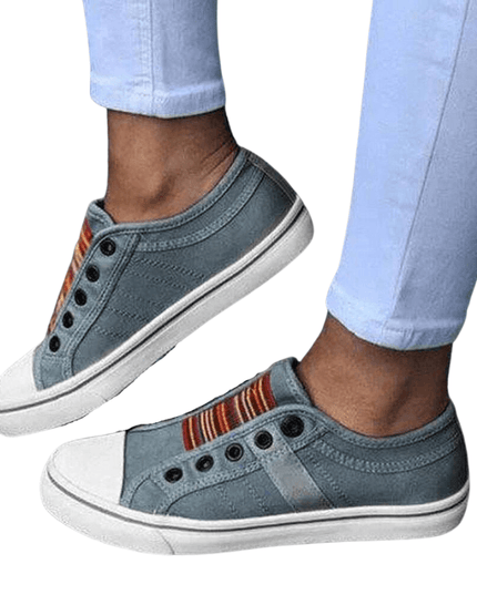 Women’s Large‑Size Canvas Elastic Flats Shoes & Sandals