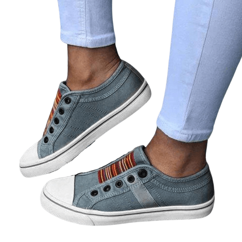 Women’s Large‑Size Canvas Elastic Flats Shoes & Sandals