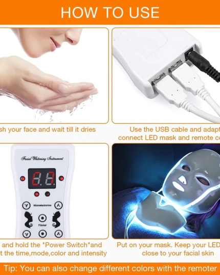 7 Colors LED Photon Light Therapy Mask - Face And Neck Treatment Beauty