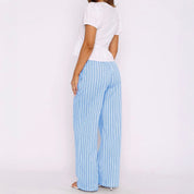 Riviera Striped Trousers – Breezy High-Waist Pants Trousers