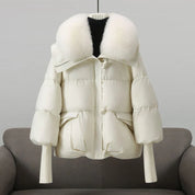 Dulcie™ | Elegant Plush-Collar Puffer Coat White Jackets