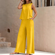 Emilia 2-Piece Lounge Set Chic & Airy Design Yellow Two Piece Outfits