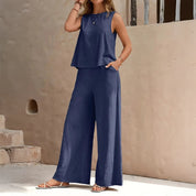 Emilia 2-Piece Lounge Set Chic & Airy Design Blue Two Piece Outfits