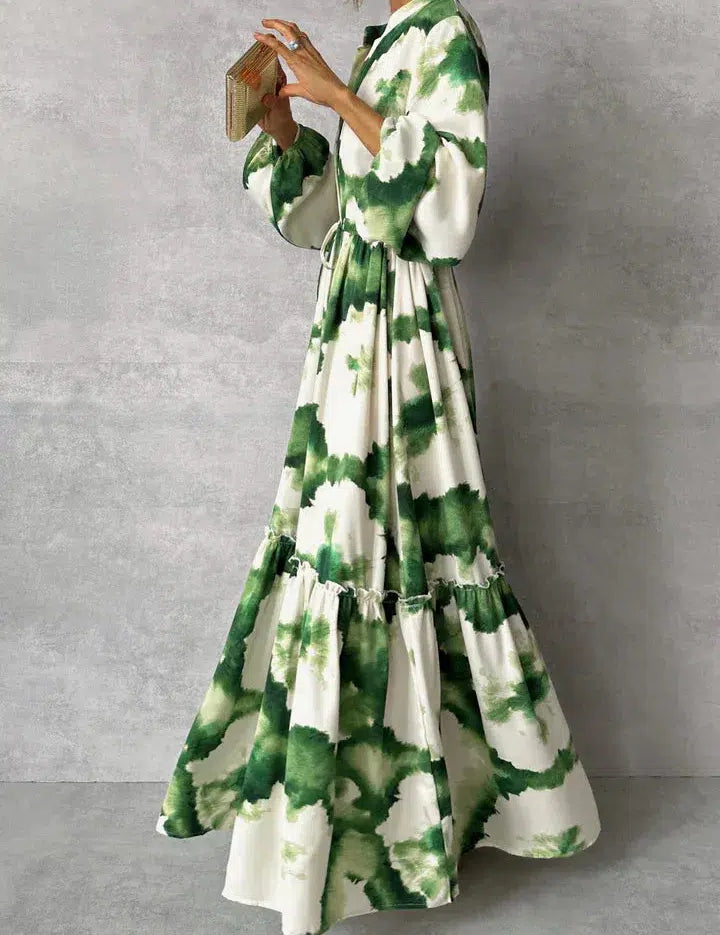 Jordan | Elegant Flowy Maxi Dress Green Dresses