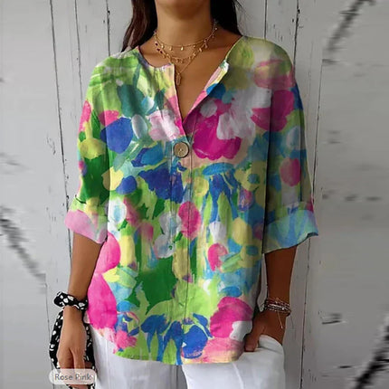 Cotton Linen Blouse Multicolor 3 Blouses