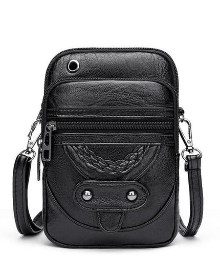 Vallana | Vintage Leather Crossbody Bag Black