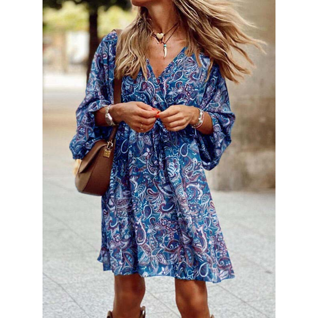 Stylish Boho Summer Dress Blue Dresses
