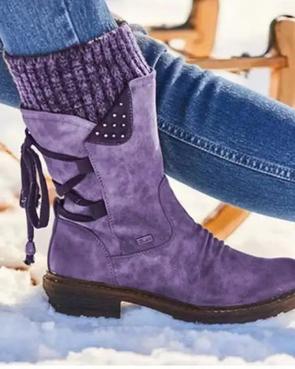 Julia | Wool Boots With Orthopedic Purple Boots