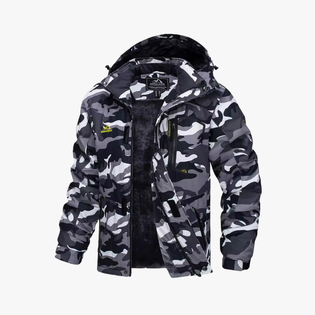 Warm Waterproof Winter Jacket Black Camo Jacket