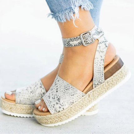 Comfortable Wedge Sandals Snake Wedge Sandals