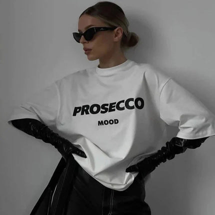Prosecco Mood | Oversized Streetwear Cotton T-shirt White