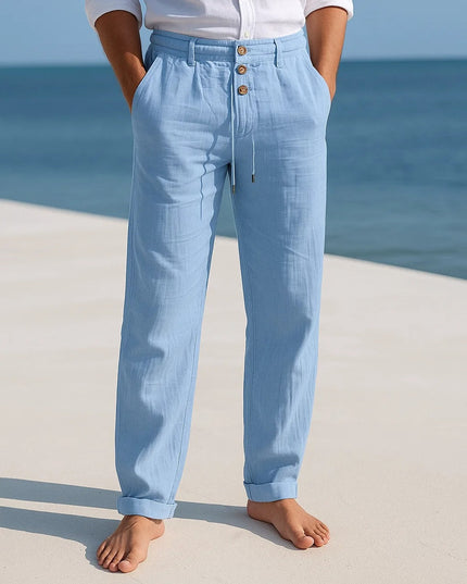 Edward | Premium Linen Trousers Light Blue Men Trousers