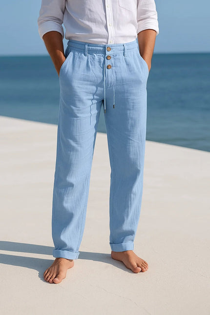 Edward | Premium Linen Trousers Light Blue Men Trousers