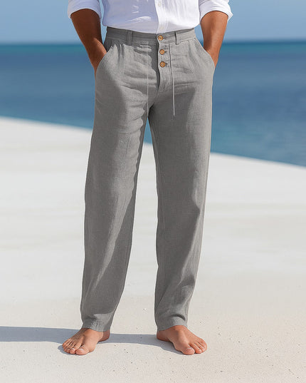 Edward | Premium Linen Trousers Grey Men Trousers