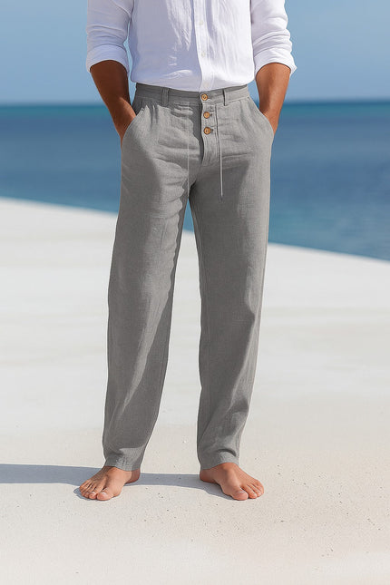 Edward | Premium Linen Trousers Grey Men Trousers