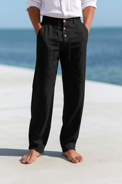 Edward | Premium Linen Trousers Black Men Trousers