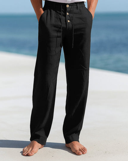 Edward | Premium Linen Trousers Black Men Trousers