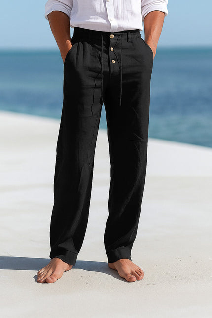 Edward | Premium Linen Trousers Black Men Trousers