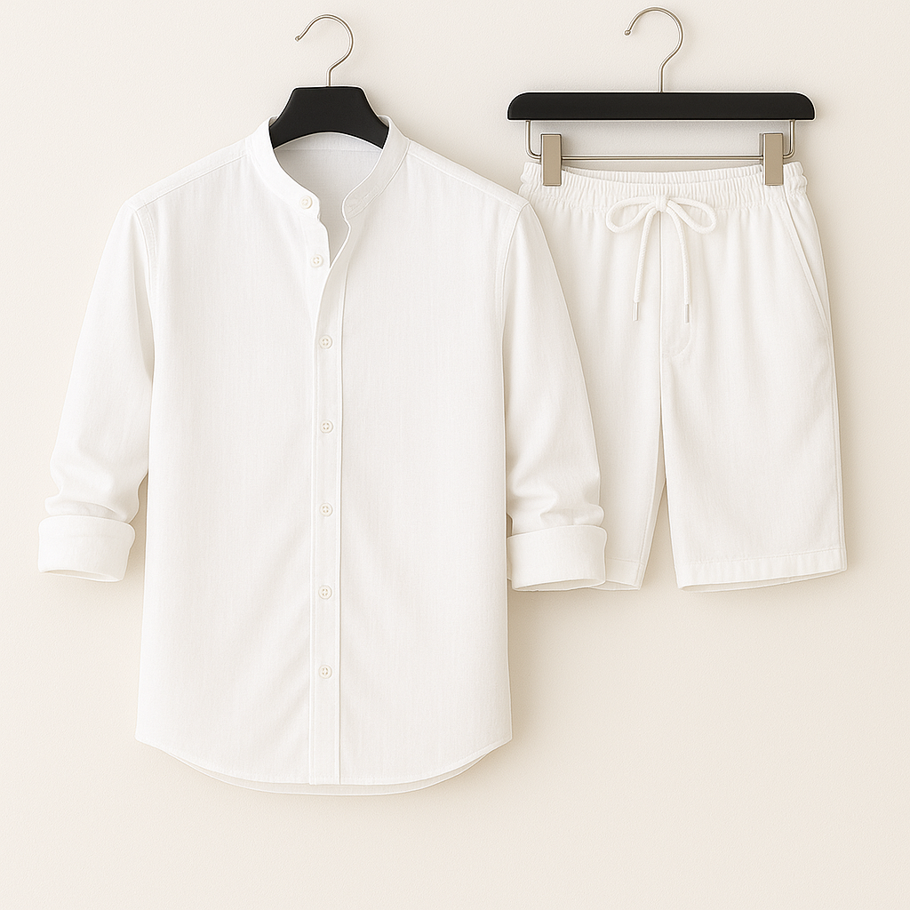 Relaxed Linen Two‑Piece Set – Duvall Chic White Outfit Sets
