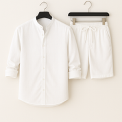 Relaxed Linen Two‑Piece Set – Duvall Chic White Outfit Sets