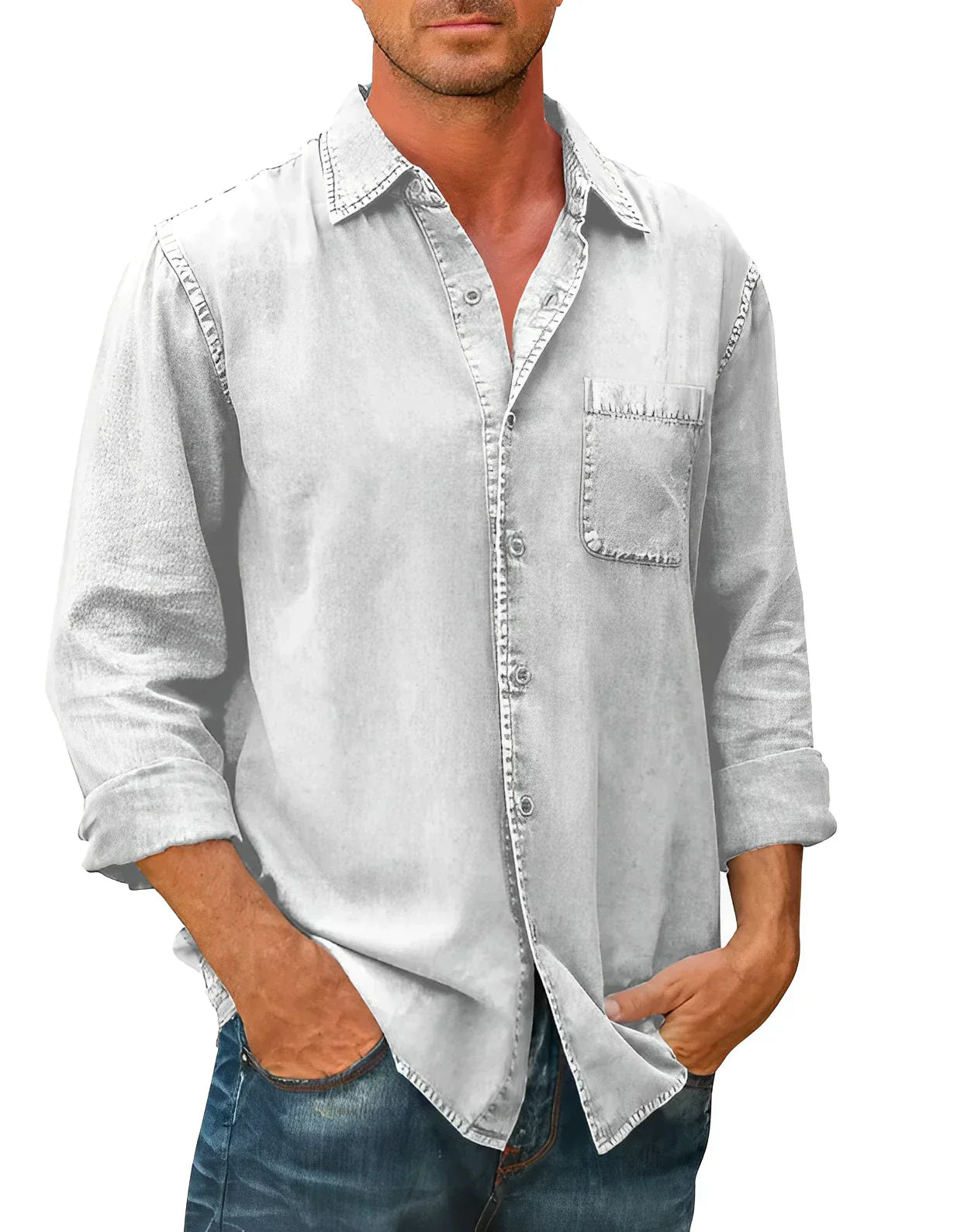 Mason | Casual Long-Sleeve Shirt White Shirts