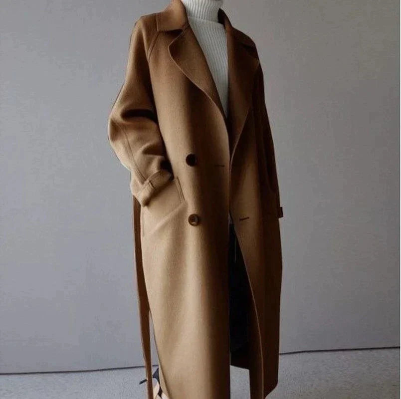Alicia | Long Wool Coat BROWN