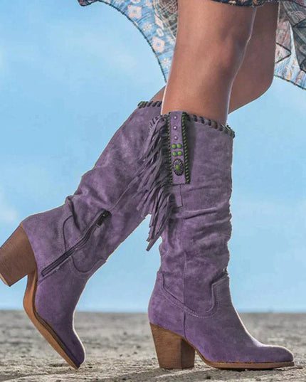 Leonie I Wild West Suede Leather Boots Lilac Boots