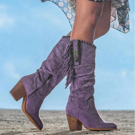 Leonie I Wild West Suede Leather Boots Lilac Boots