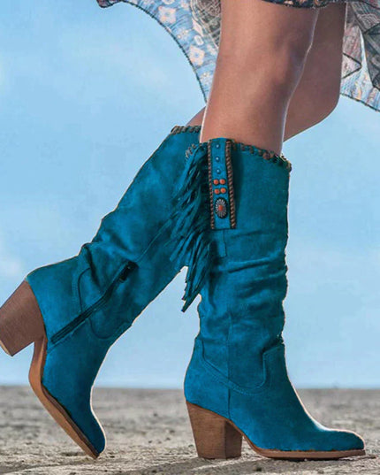 Leonie I Wild West Suede Leather Boots Blue Boots