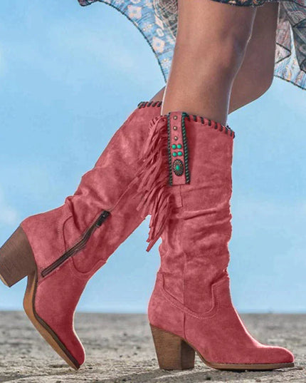 Leonie I Wild West Suede Leather Boots Red Boots