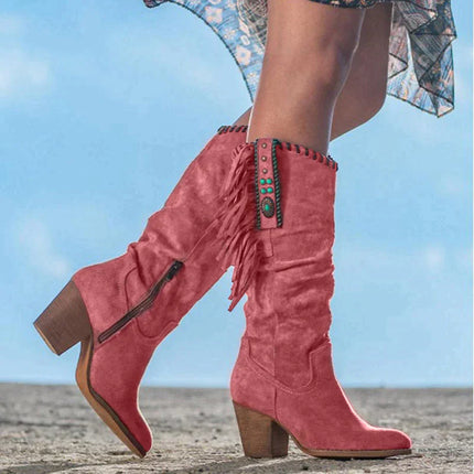 Leonie I Wild West Suede Leather Boots Red Boots