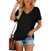 Women's Casual Short Sleeve V Neck Dolman Top with Side Shirring for Comfort Women's Tops