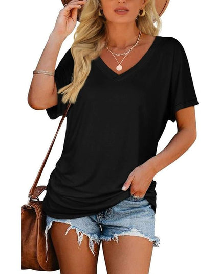 Women's Casual Short Sleeve V Neck Dolman Top with Side Shirring for Comfort Women's Tops