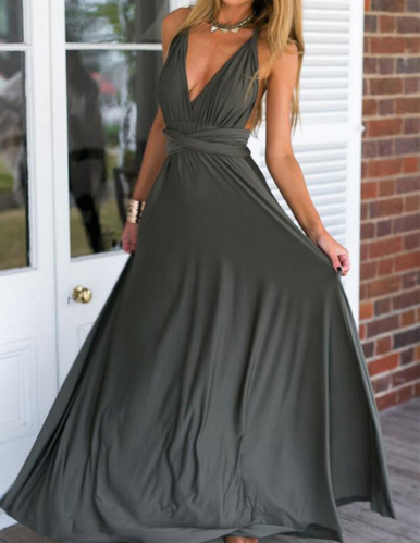 Women's Multiway Maxi Dress Gray Dresses